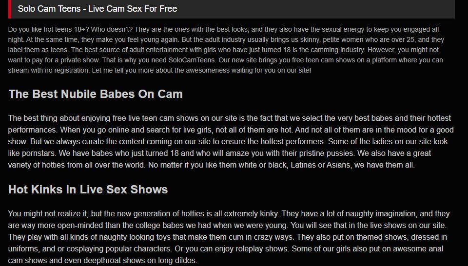 Solo Cam Teens